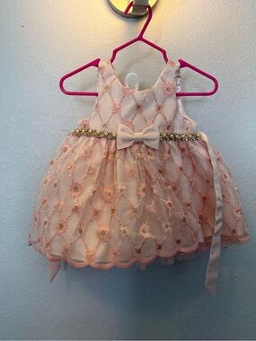 Kids Pink Floral Lace Party Dress with Bow